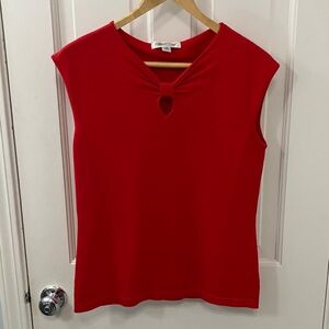 NWT Coldwater Creek Vibrant Red tank top sleeveless Tee keyhole knot size XS